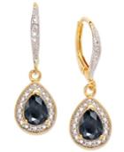 Victoria Townsend 18k Gold Over Sterling Silver Earrings, Midnight Sapphire (2 Ct. T.w.) And Diamond Accent Tear Drop Earrings