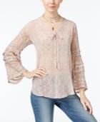 William Rast Haley Tie-front Printed Peasant Blouse