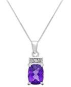 Amethyst (2-1/10 Ct. T.w.) And Diamond Accent Pendant Necklace In 14k White Gold
