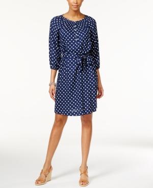 American Living Polka Dot Sash Tie Peasant Dress