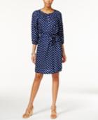 American Living Polka Dot Sash Tie Peasant Dress
