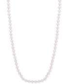 Anne Klein Silver-tone Long Pink Imitation Pearl Necklace