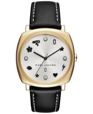 Marc Jacobs Women's Mandy Black Leather Strap Watch 34x34mm