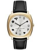 Marc Jacobs Women's Mandy Black Leather Strap Watch 34x34mm