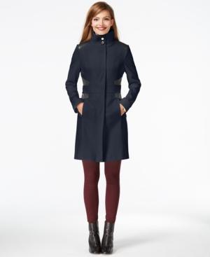Via Spiga Petite Faux-leather-inset Walker Coat