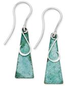 Jody Coyote Mint Patina Trapezoid Drop Earrings In Sterling Silver And Brass