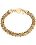 Betsey Johnson Gold-tone Beaded Heart Magnetic Chain Bracelet