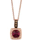 Le Vian Chocolatier Raspberry Rhodolite Garnet (9/10 Ct. T.w.) And Diamond (1/8 Ct. T.w.) Pendant Necklace In 14k Rose Gold
