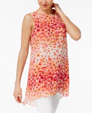 Calvin Klein Floral-print High-low Tunic, A Macy's Exclusive