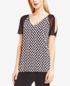 Vince Camuto Printed Cold-shoulder Blouse