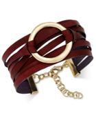 Inc International Concepts Gold-tone Faux-leather Wrap Bracelet, Only At Macy's