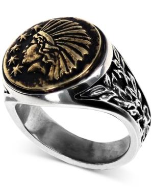King Baby Men's Headdress Ring In Sterling Silver & Brass
