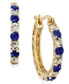 Victoria Townsend Midnight Sapphire (1-1/5 Ct. Tw.) And White Topaz (1-1/10 Ct. T.w.) Hoop Earrings In 18k Gold Over Sterling Silver