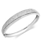 Diamond Sterling Silver Pave-set Crossover Bangle (1 Ct. T.w.)