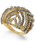 Inc International Concepts Gold-tone Black Crystal Chevron Dome Ring, Only At Macy's