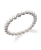 Charter Club Silver-tone Imitation Pearl And Fireball Stretch Bracelet