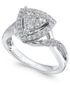 Diamond Geometric Cluster Halo Ring (1/2 Ct. T.w.) In 14k White Gold