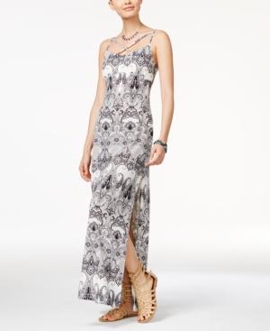 Emerald Sundae Juniors' Damask-print Maxi Dress