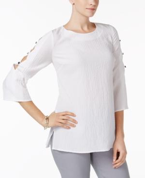 Jm Collection Textured Cutout-sleeve Top, Created For Macy's