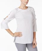 Jm Collection Textured Cutout-sleeve Top, Created For Macy's