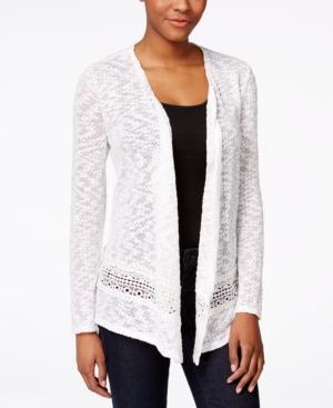 Style & Co. Crochet-trim Open Front Cardigan, Only At Macy's