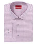 Alfani Fitted Performance Stretch Easy Care Mini Magenta Check Dress Shirt, Only At Macy's