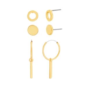 Steve Madden Three Piece Hoop And Circle Earring