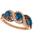 Le Vian Chocolatier Blueberry Sapphire (1-1/5 Ct. T.w.) & Diamond (3/8 Ct. T.w.) Ring In 14k Rose Gold