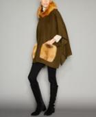 The Fur Vault Fox-fur-trim Wool-alpaca-blend Hooded Poncho