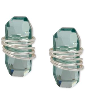 Robert Lee Morris Soho Silver-tone Wire Wrapped Green Stone Stud Earrings