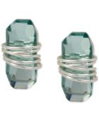 Robert Lee Morris Soho Silver-tone Wire Wrapped Green Stone Stud Earrings