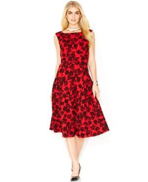Betsey Johnson Textured Rose-print Midi Dress