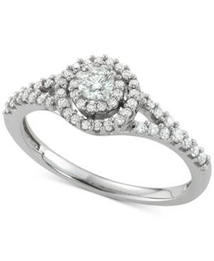 Diamond Halo Cluster (1/2 Ct. T.w.) In 14k White Gold