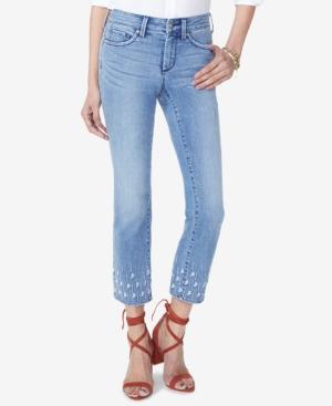 Nydj Sheri Slim Embroidered-hem Jeans