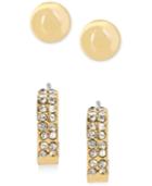Touch Of Gold Stud And Hoop Earring Set In 14k Gold Plating