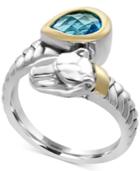 Effy Blue Topaz (1-1/10 Ct. T.w.) Panther Bypass Ring In Sterling Silver And 18k Gold