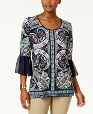 Jm Collection Embellished Lantern-sleeve Tunic, Created For Macy's