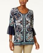 Jm Collection Embellished Lantern-sleeve Tunic, Created For Macy's
