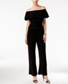 Inc International Concepts Petite Off-the-shoulder Crinkle Jumpsuit, Only At Macy's