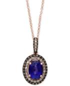 Royale Bleu By Effy Manufactured Diffused Sapphire (1-3/8 Ct. T.w.) And Diamond (1/4 Ct. T.w.) Pendant Necklace In 14k Rose Gold