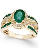 Emerald (2-1/4 Ct. T.w.) And Diamond (1/3 Ct. T.w.) Statement Ring In 14k Gold