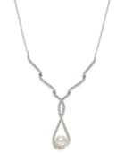 Danori Silver-tone Entwined Crystal And Imitation Pearl Necklace