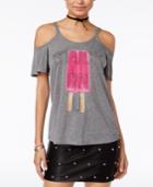 Hybrid Juniors' Stuck On You Cold-shoulder T-shirt With Choker