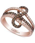 Le Vian Chocolatier Gladiator Weave White And Chocolate Diamond Ring (3/4 Ct. T.w.) In 14k Rose Gold