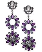 Inc International Concepts Hematite-tone Crystal Flower Drop Earrings, Created For Macy's