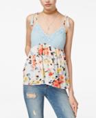American Rag Juniors' Printed Crochet-trim Swing Tank Top, Created For Macy's