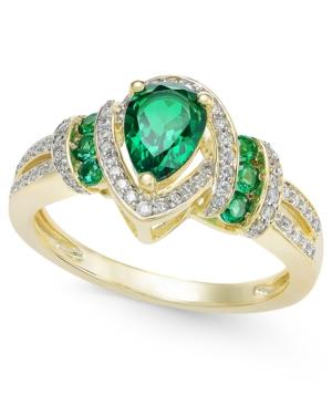 Emerald (9/10 Ct. T.w.) And Diamond (1/4 Ct. T.w.) Ring In 14k Gold
