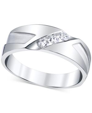 Men's Diamond Cut-detail Band (1/4 Ct. T.w.) In 10k White Gold