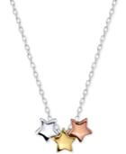 Unwritten Tri-color Star Trio Pendant Necklace In Sterling Silver