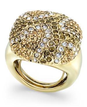 Abs By Allen Schwartz Gold-tone Multicolor Pave Statement Ring